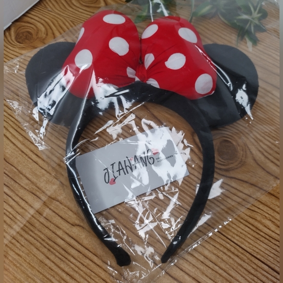 Mouse Ears Party Headband With Red Polka Dot Bow - Picture 6 of 6